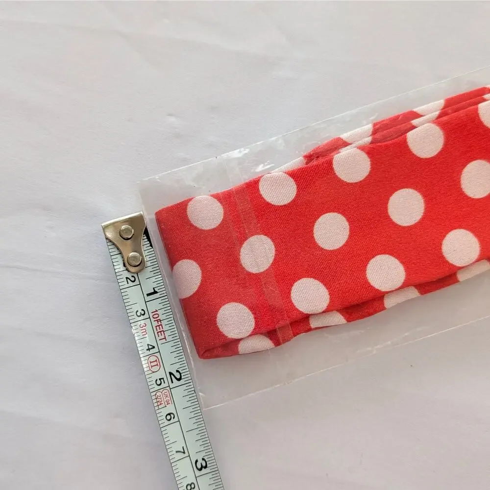 New red/white polka dot headband scarf / bag twilly